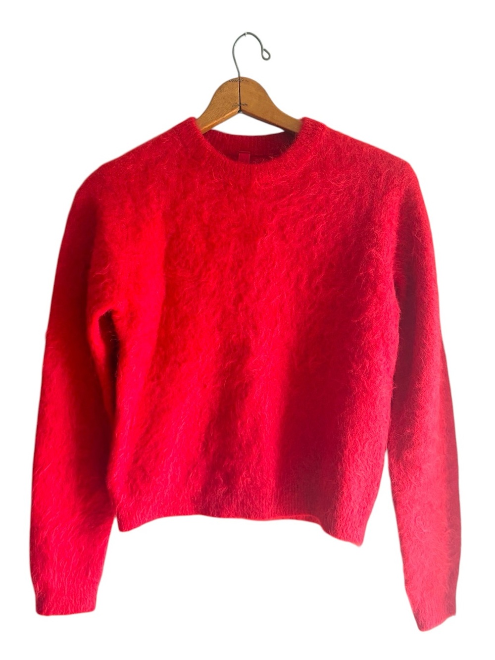 SKIMS Red Fuzzy Crew Neck Cozy Pullover Sweater